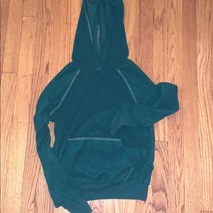 casual green fuzzy hooded sweatshirt